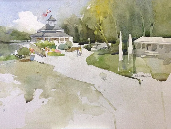 Coe Lake, Berea Ohio, watercolor on paper, 2013