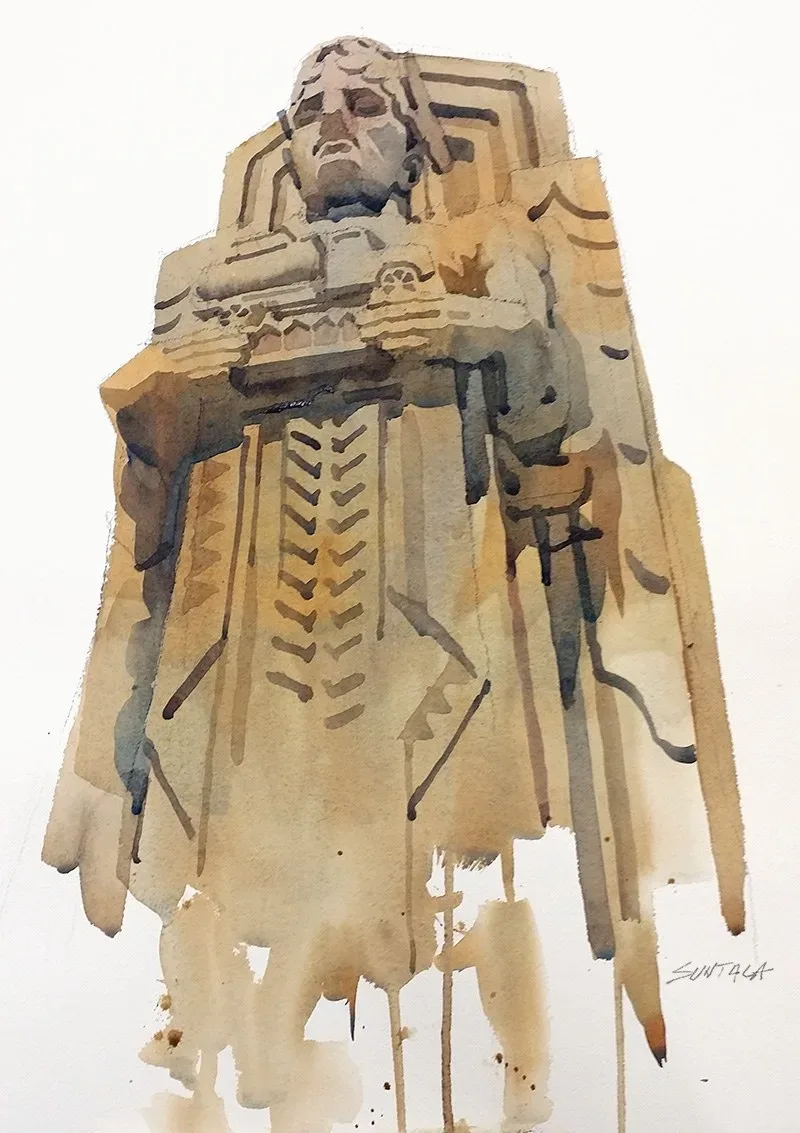 Watercolor of Cleveland Guardian of Transportation