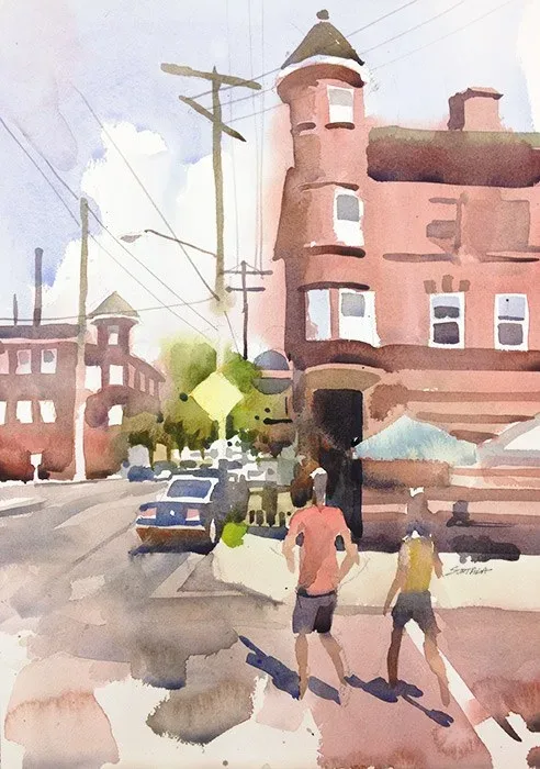 Little Italy, Cleveland, watercolor on paper, 2013