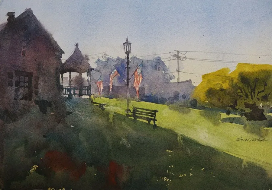 Loose watercolor of Timeless Treasures in Olmsted Falls