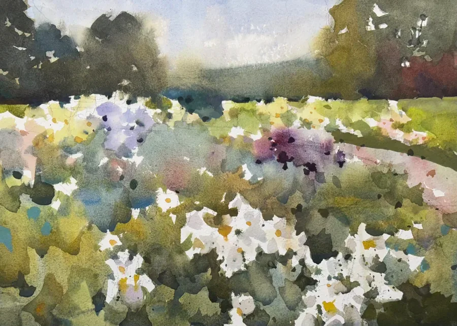 Willot Iris Garden at the Rockefeller Greenhouse and Gardens 5-24-2025, watercolor on paper, 2025