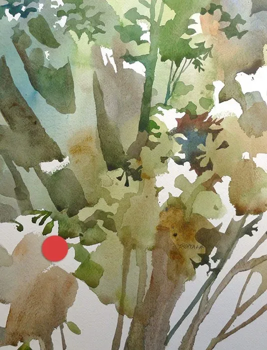 Leaf Canopy Abstraction, watercolor on paper, 2013