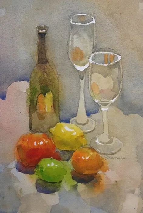 Still Life With Citrus, watercolor on paper, 2013