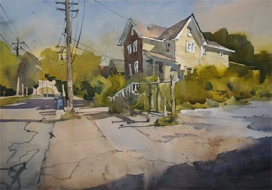 Plein air painting of E 78th St off Broadway looking east.