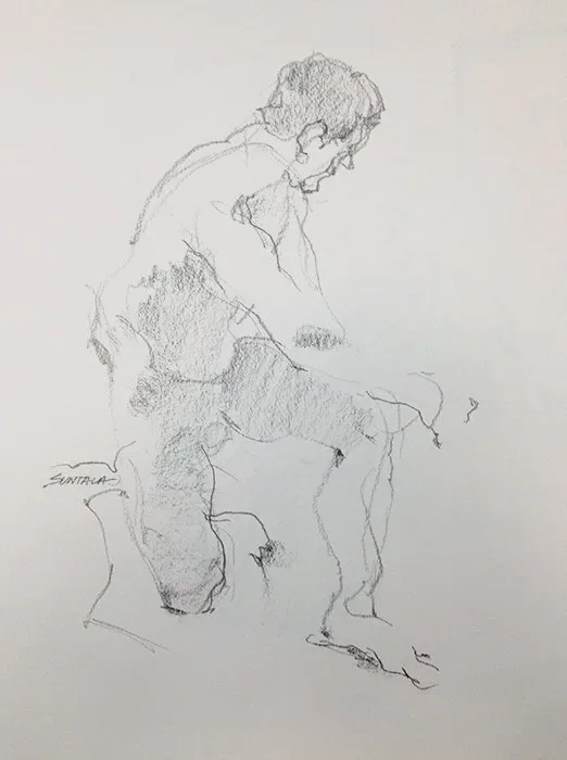 Man Kneeling, pencil on paper, 2013
