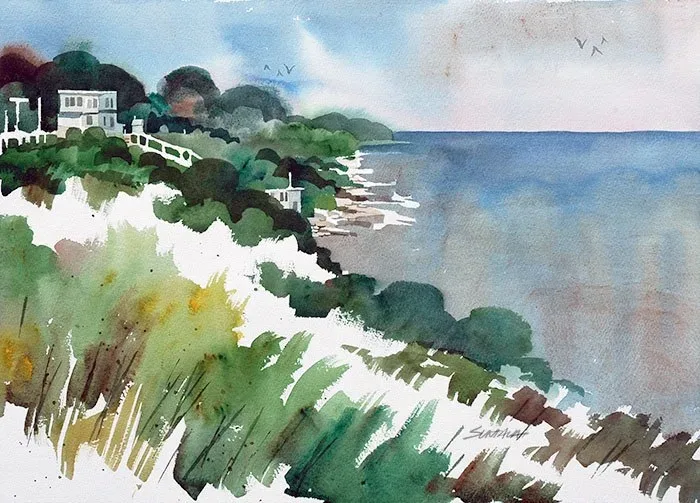 Shoreline of Lake Erie, watercolor on paper, 2013