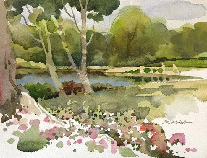 Wallace Lake, watercolor on paper, 2013