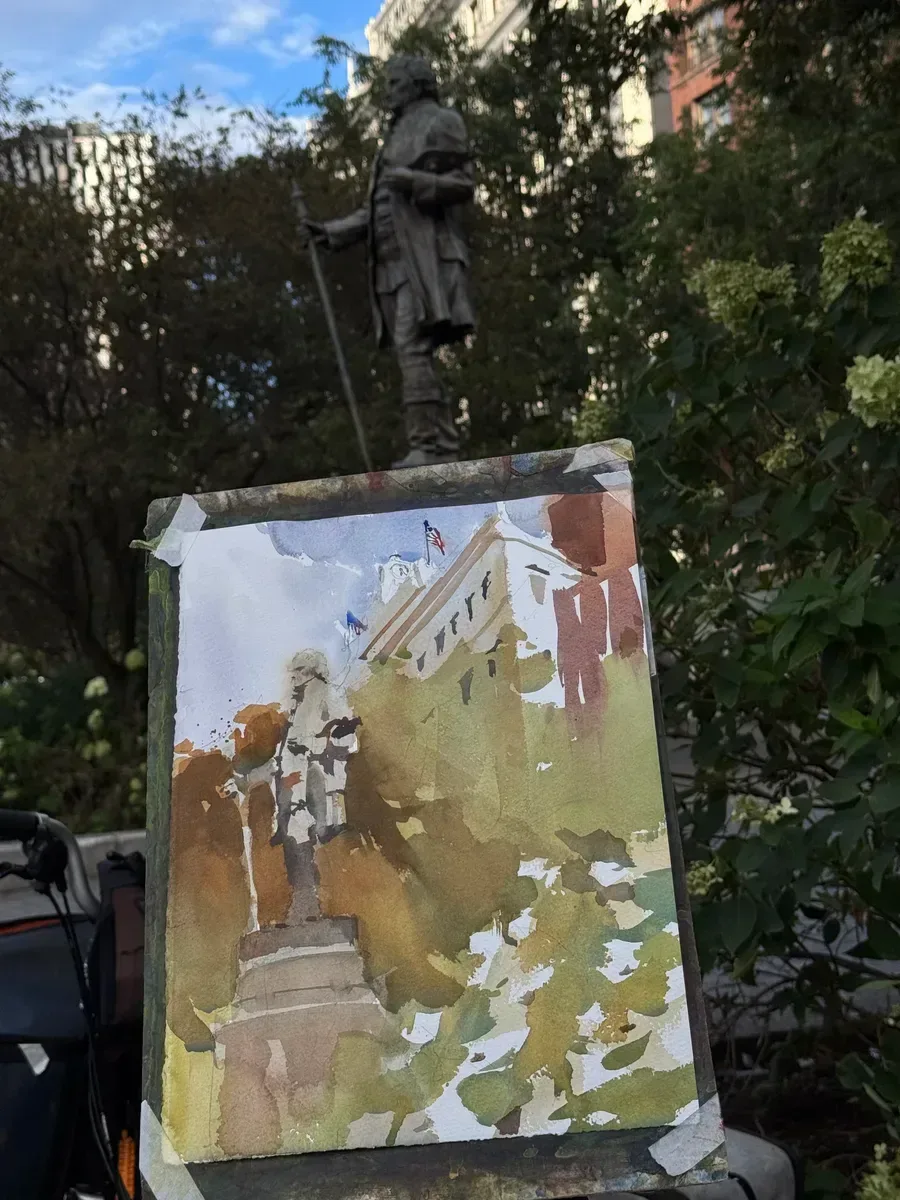 Onsite view of painting and subject matter