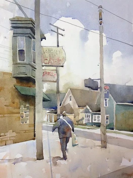 Victory Lap Cafe, Cleveland, watercolor on paper, 2013