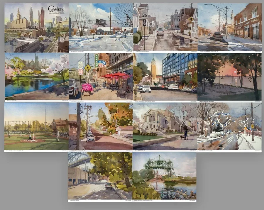 2025 Plein Air Watercolor Cleveland Calendar, view 2