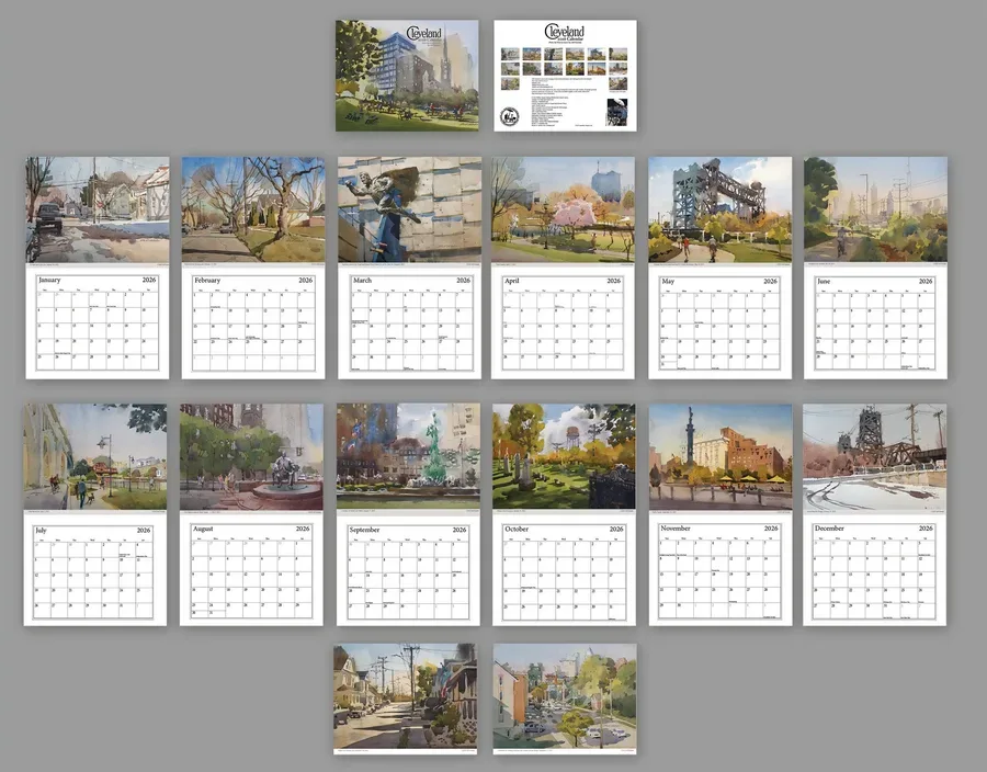 2026 Plein Air Watercolor Cleveland Calendar, view 3
