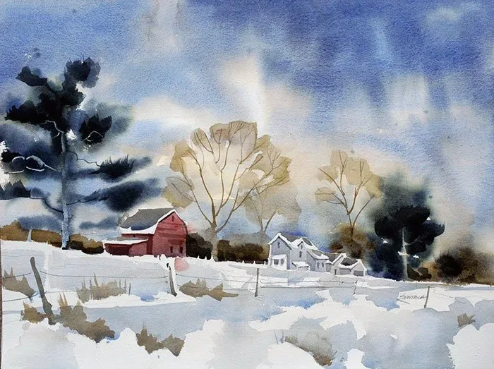Barns of Boston Road, watercolor on paper, 2013