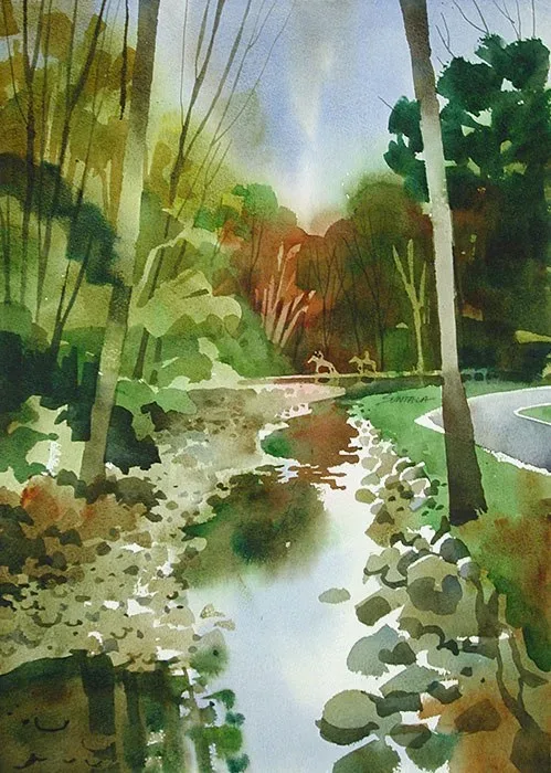 Metroparks Trail, watercolor on paper, 2013