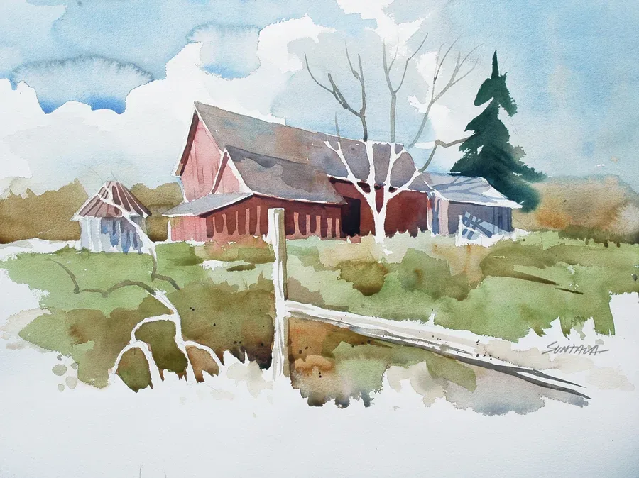 Boston Road Barn, watercolor on paper, 2013
